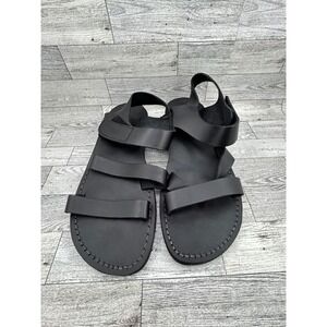 Jerusalem‎ Sandals Handmade Leather Black Sandals Men's Size 45
